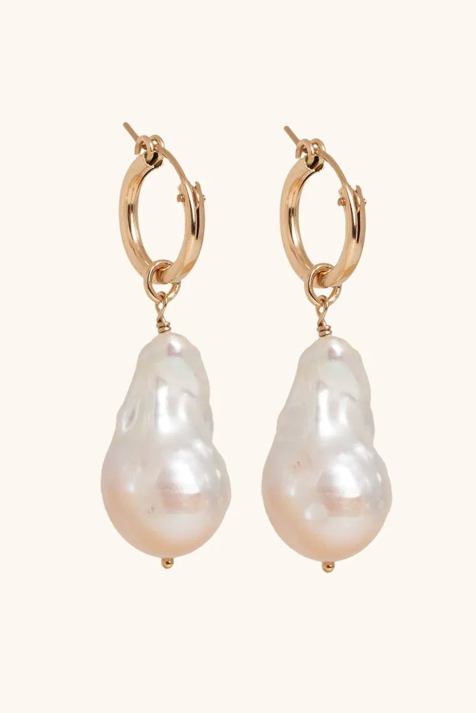 Gaia Pearl Earrings - Valentina New York - Big pearl earrings