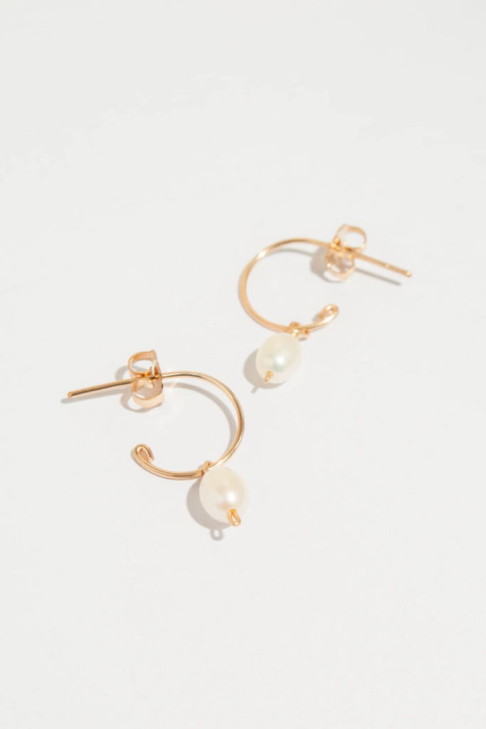 Olivia Pearl Earrings - Valentina New York - gold and pearl earrings