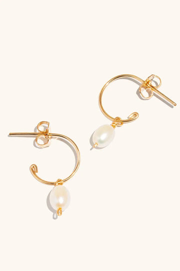 Olivia Pearl Earrings - Valentina New York - gold and pearl earrings