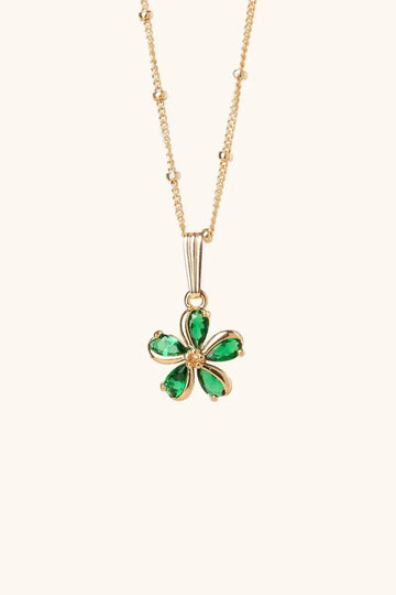 Primavera Necklace Emerald green - Valentina New York - 16" - cubic zirconia