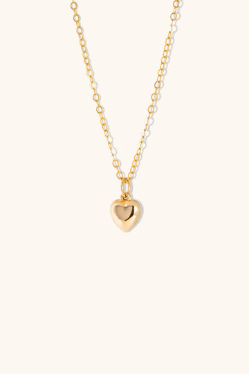 Puff Heart necklace - Valentina New York - No Extension chain - gold filled necklace