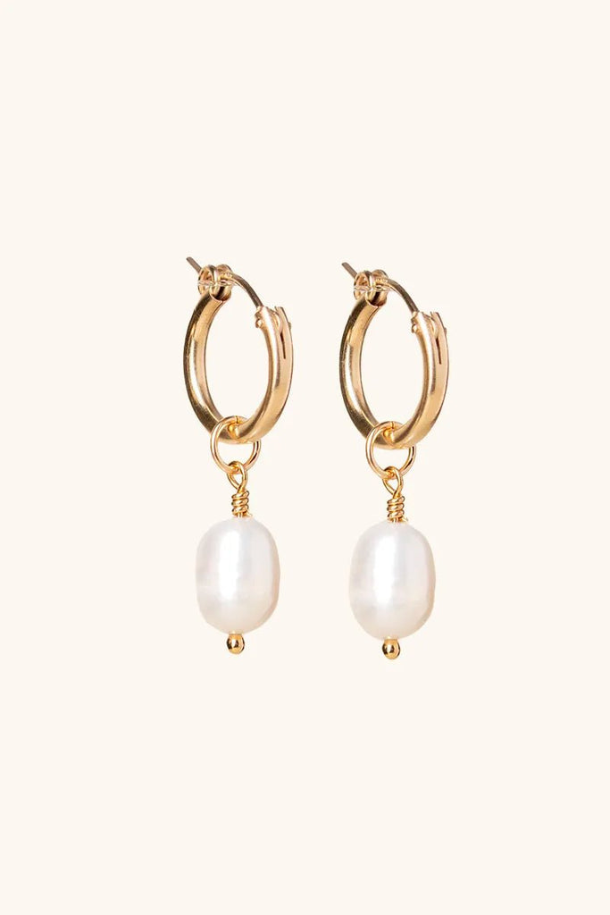 Selena Pearl Hoops - Valentina New York - baroque pearl earrings