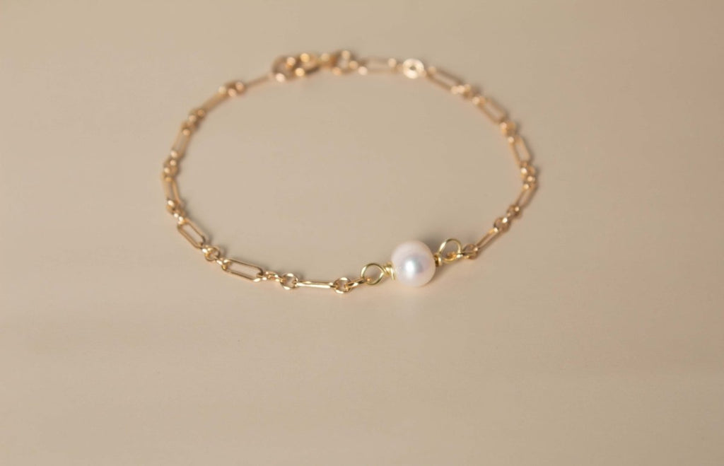 Solitaire Pearl Bracelet - Valentina New York - 6.5" - goldfilled bracelet