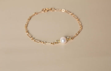 Solitaire Pearl Bracelet - Valentina New York - 6.5" - goldfilled bracelet